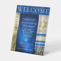 Bar Mitzvah Prayer Shawl Invitation Pedestal Sign