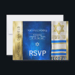 Bar Mitzvah Prayer Shawl RSVP<br><div class="desc">Customize this Bar Mitzvah RSVP with a prayer shawl in blue and gold colors.</div>