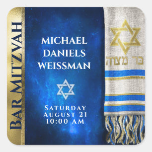 Bar Mitzvah Prayer Shawl Square Sticker