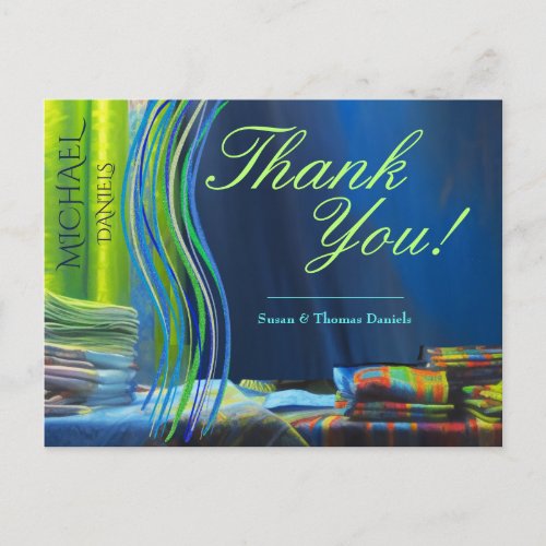 Bar Mitzvah Prayer Shawls Thank You Postcard