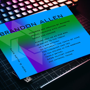 Bar Mitzvah Purple and Green on Any Color Invitation