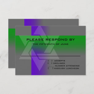 Bar Mitzvah Purple and Green on Any Color RSVP Card