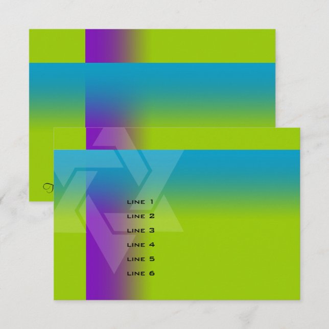 Bar Mitzvah Purple and Turquoise on Any Color Card (Front/Back)