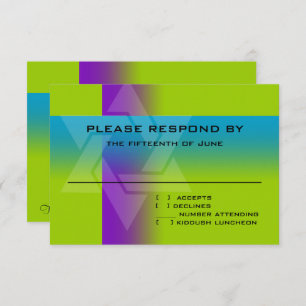 Bar Mitzvah Purple and Turquoise on Any Color RSVP Card