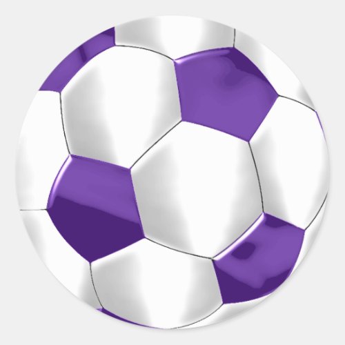 Bar Mitzvah Purple and White Soccer Ball Classic Round Sticker