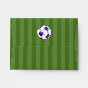 Bar Mitzvah Purple and White Soccer Ball Envelope