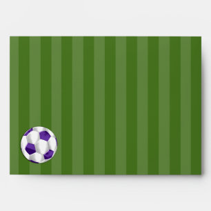 Bar Mitzvah Purple and White Soccer Ball Envelope
