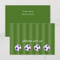 Bar Mitzvah Purple and White Soccer Ball RSVP