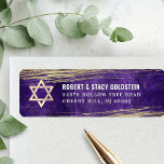 Bar Mitzvah Purple Bold Gold Foil Return Address Label<br><div class="desc">Be proud, rejoice and celebrate this milestone of your favorite Bar Mitzvah whenever you use this cool, unique, modern, personalized return address label! Metallic gold foil brush strokes and Star of David, along with bold, white typography, overlay a rich, dark purple ombre watercolor background. Personalize the custom text with your...</div>