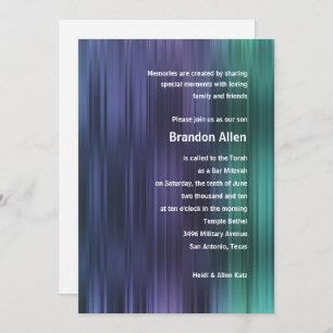 Bar Mitzvah Purple Green Blue Stripes Invitation