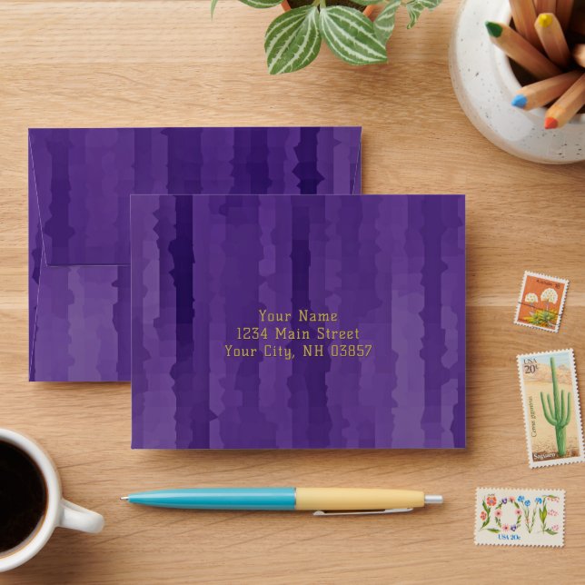 Bar Mitzvah Purple Techno Streaks Envelope (Desk)