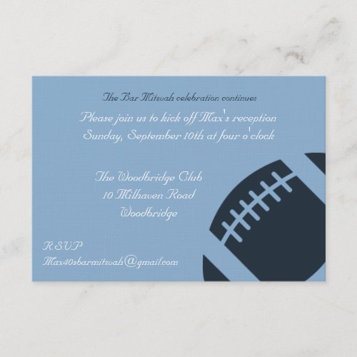 Bar Mitzvah Reception Card _ Football