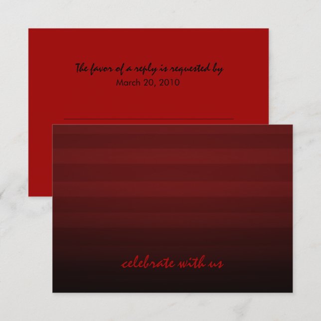 Bar Mitzvah Red and Black Horizontal Stripes Invitation (Front/Back)