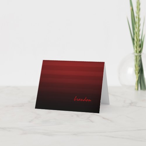 Bar Mitzvah Red and Black Horizontal Stripes Note Card