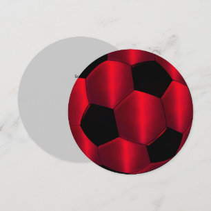 Bar Mitzvah Red and Black Soccer Ball Invitation