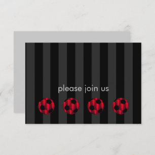 Bar Mitzvah Red and Black Soccer Ball RSVP Card