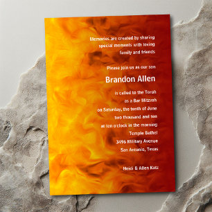 Bar Mitzvah Red and Orange Invitation