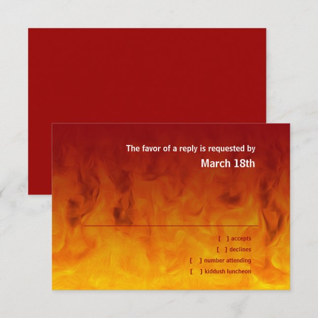 Bar Mitzvah Red and Orange RSVP Card (Front/Back)