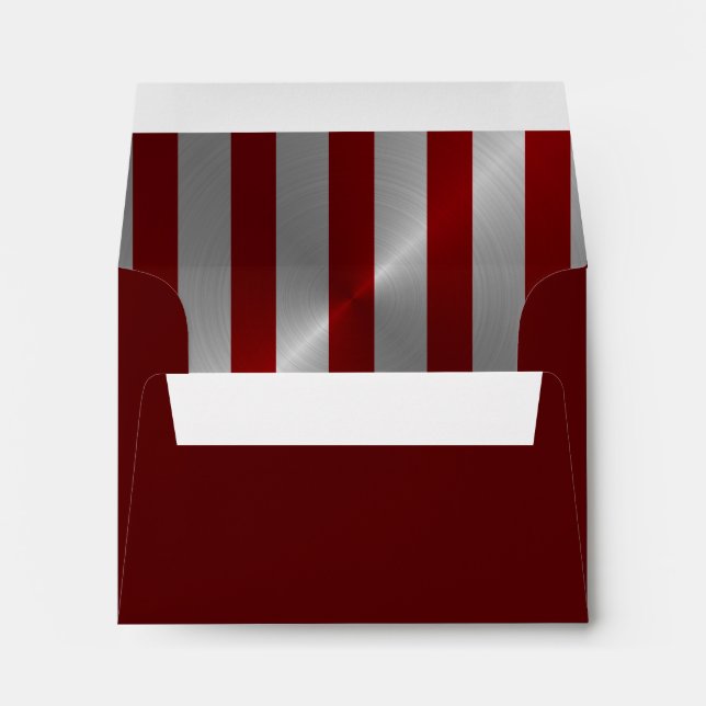 Bar Mitzvah Red and Silver Stripe Star of David Envelope (Back (Bottom))