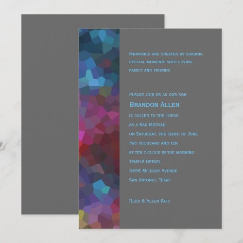 Bar Mitzvah Abstract Design on Charcoal Gray Invite