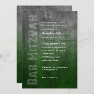 Bar Mitzvah Rugged Fade Green Invitation