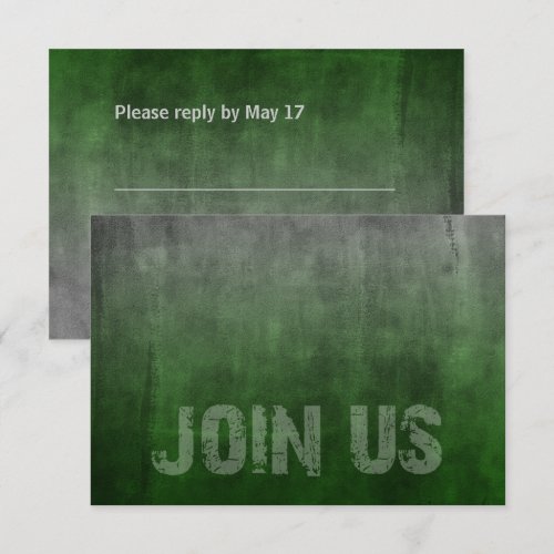 Bar Mitzvah Grunge Green RSVP Card