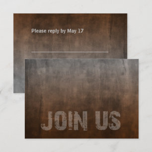 Bar Mitzvah Rugged Fade Rust RSVP Card