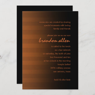 Bar Mitzvah Rust and Black Horizontal Stripes Invitation