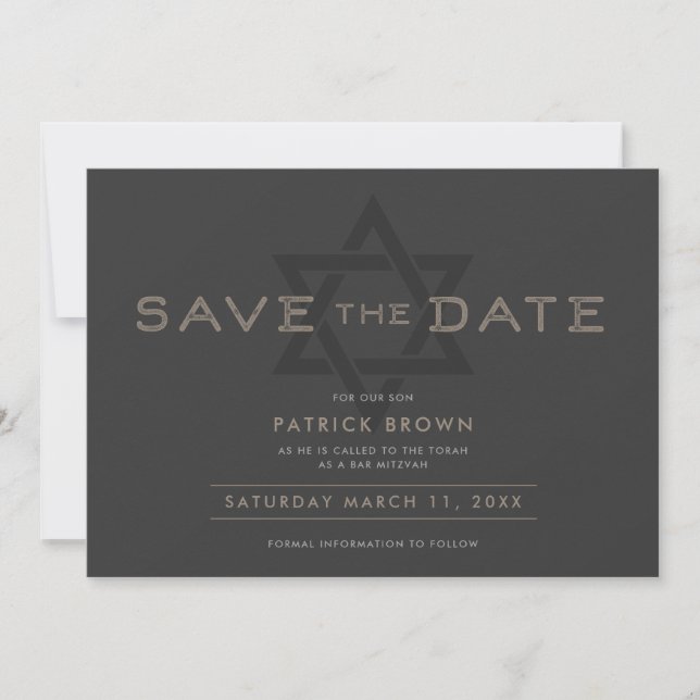 Bar Mitzvah Save the Date Invitation (Front)