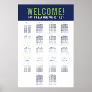 BAR MITZVAH SEATING CHART 18 tables navy green