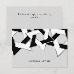 Bar Mitzvah Silver Black White Star of David Invitation