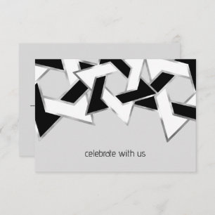 Bar Mitzvah Silver Black White Star of David Invitation