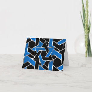 Bar Mitzvah Silver Blue Black Star of David Letterpress Thank You Card