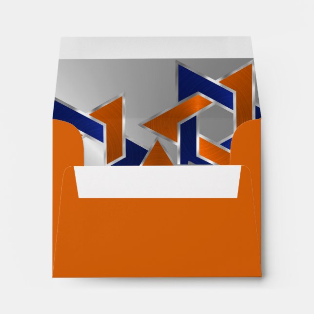 Bar Mitzvah Silver Blue Orange Star of David 2 Envelope (Back (Bottom))