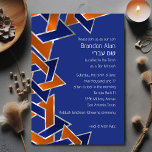 Bar Mitzvah Silver Blue Orange Star of David Invitation<br><div class="desc">Designed by Carrie Fink.  Printed and shipped by Zazzle or their partners.</div>