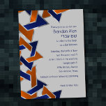 Bar Mitzvah Silver Blue Orange Star of David Invitation<br><div class="desc">Designed by Carrie Fink.  Printed and shipped by Zazzle or their partners.</div>
