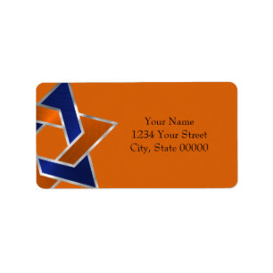 Bar Mitzvah Silver Blue Orange Star of David label