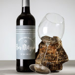 Bar Mitzvah Silver Gray Tallit Bold Script Modern Wine Label<br><div class="desc">Be proud, rejoice and showcase this milestone of your favorite Bar Mitzvah! Use this cool, unique, modern, personalized wine label to add to his special day. Bold, white script typography, Star of David, and a soft gray and silver glitter striped tallit inspired graphic overlay a simple, lighter soft gray background....</div>