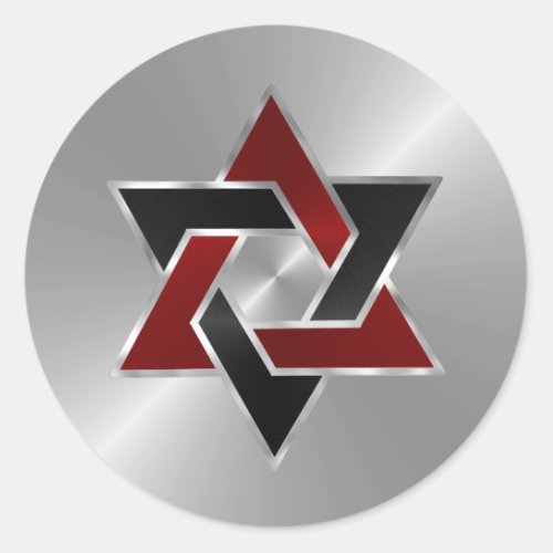 Bar Mitzvah Silver Red Black Star of David Classic Round Sticker