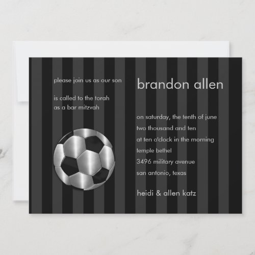 Bar Mitzvah Silver Soccer Balls Invitation