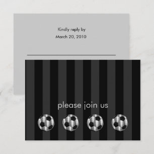 Bar Mitzvah Silver Soccer Balls RSVP Card
