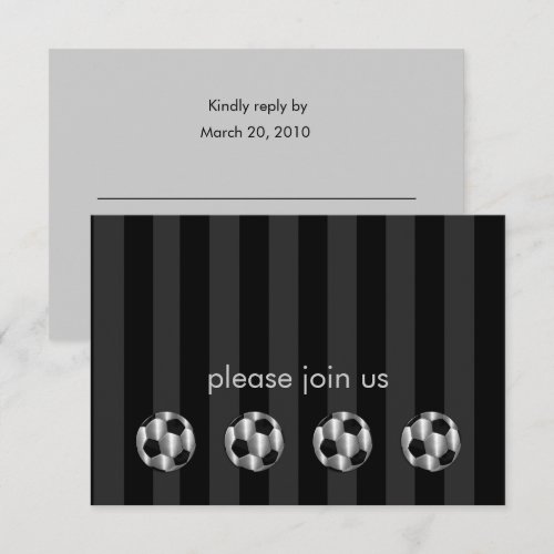 Any Color Stripe with Silver Soccer Balls Response Custom Announcements