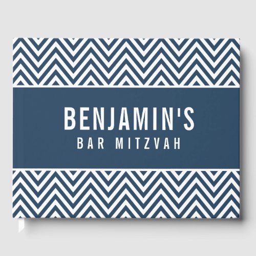 BAR MITZVAH simple modern bold block chevron navy