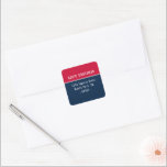 BAR MITZVAH simple modern bold red navy football Square Sticker<br><div class="desc">by kat massard >>> https://linktr.ee/simplysweetpaperie <<<</div>