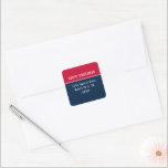 BAR MITZVAH simple modern bold red navy football Square Sticker<br><div class="desc">by kat massard >>> https://linktr.ee/simplysweetpaperie <<<</div>