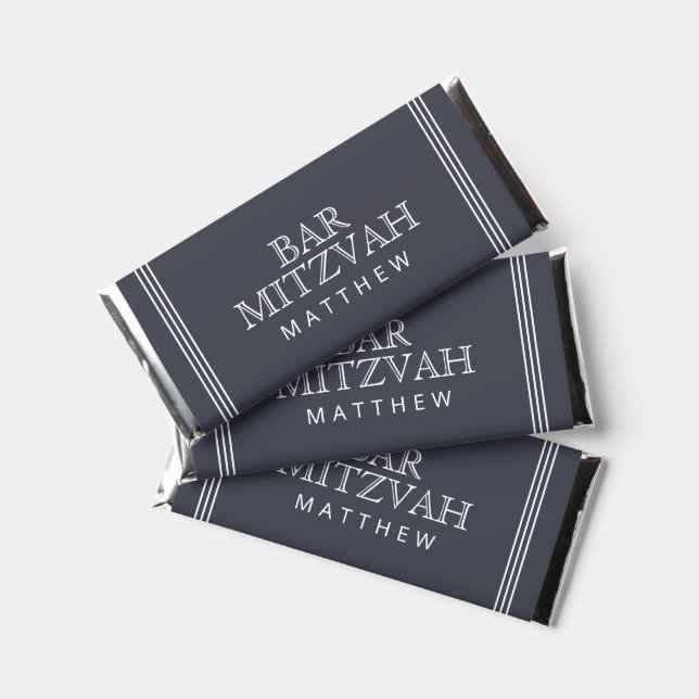 Bar* Mitzvah Simple Modern Elegant Hershey Bar Favors (Front)