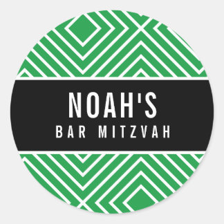 BAR MITZVAH simple modern geometric kelly green Classic Round Sticker