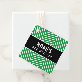 BAR MITZVAH simple modern geometric kelly green Favor Tags