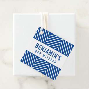 BAR MITZVAH simple modern geometric royal blue Favor Tags