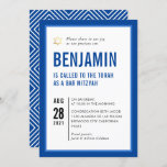 BAR MITZVAH simple modern geometric royal blue Invitation<br><div class="desc">by kat massard >>> kat@simplysweetPAPERIE.com <<< CONTACT ME for custom wording or to add any lines in Hebrew Love the design, but would like to see some changes - another color scheme, product, add a photo or adapted for a different occasion - no worries simply contact me - I am...</div>